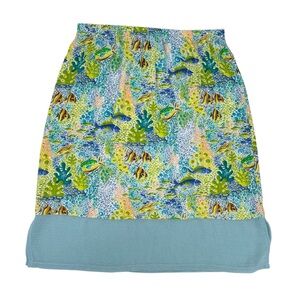 Vintage Weekend Traffic Rayon Skirt Blue Tropical Fish Print Women's Size Medium